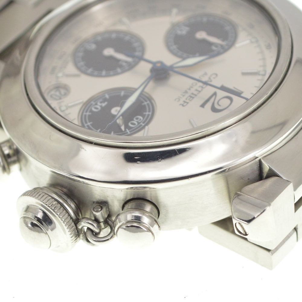 CARTIER Pasha C W31048M7 Chronograph Date Silver / Black Dial Automatic Unisex
 Watch Q#141255