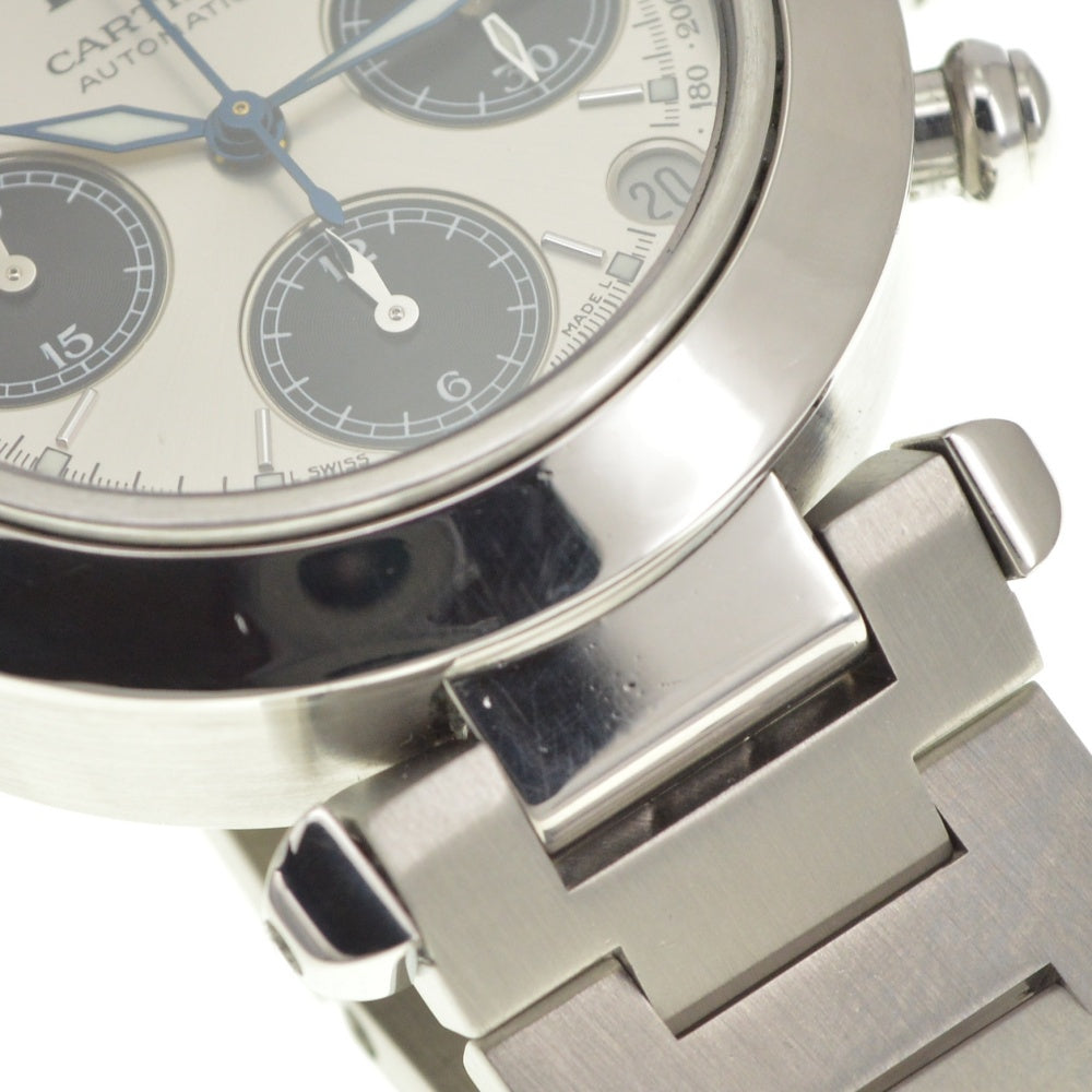 CARTIER Pasha C W31048M7 Chronograph Date Silver / Black Dial Automatic Unisex
 Watch Q#141255