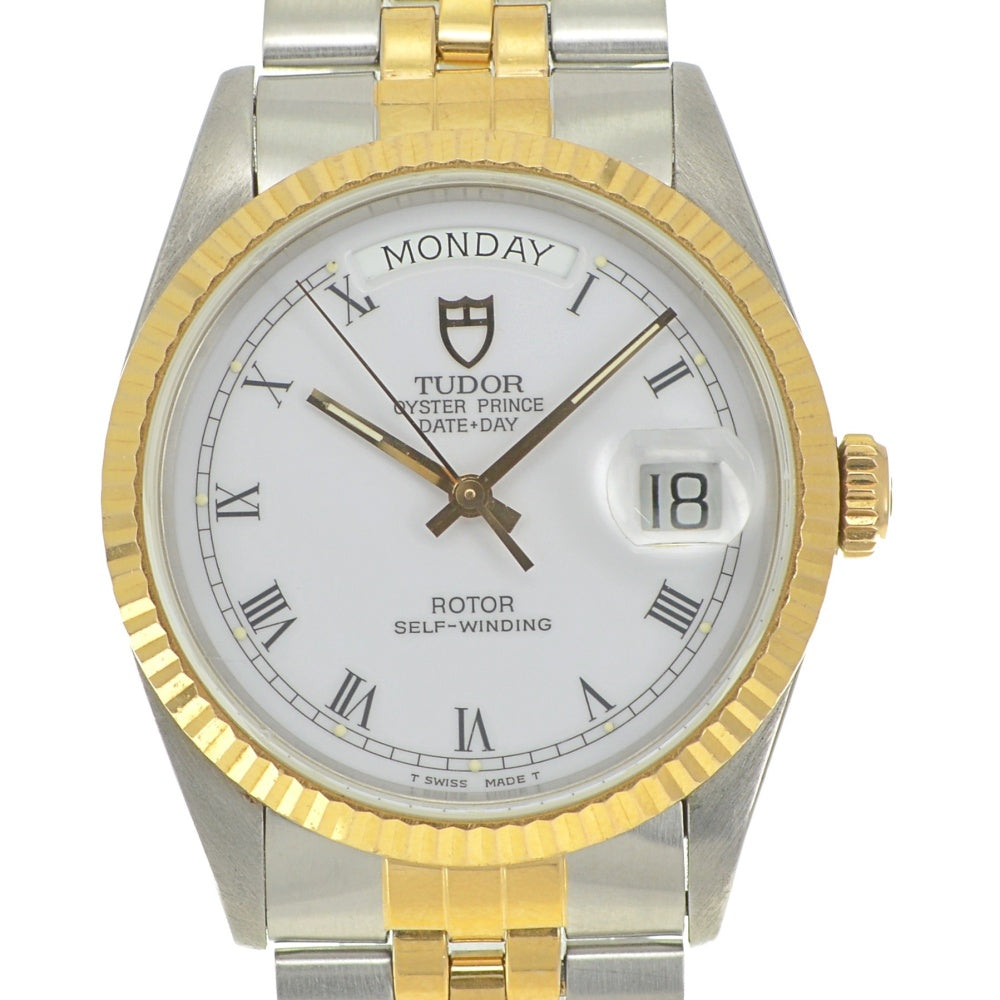 with paper TUDOR Prince Day Date 76213 Stainless Steel/YG/Gold Plated white Dial Automatic Men's
 Watch R#141267