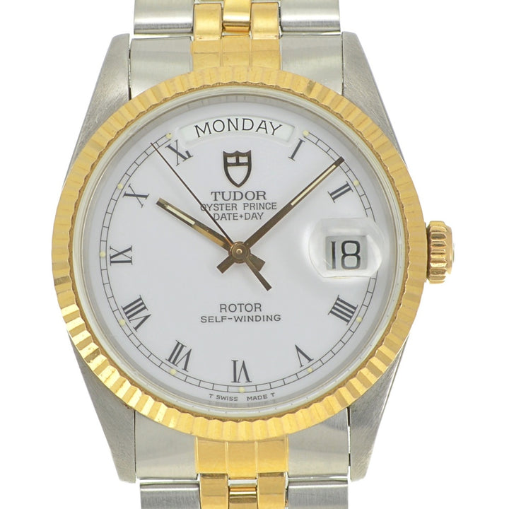 with paper TUDOR Prince Day Date 76213 Stainless Steel/YG/Gold Plated white Dial Automatic Men's
 Watch R#141267