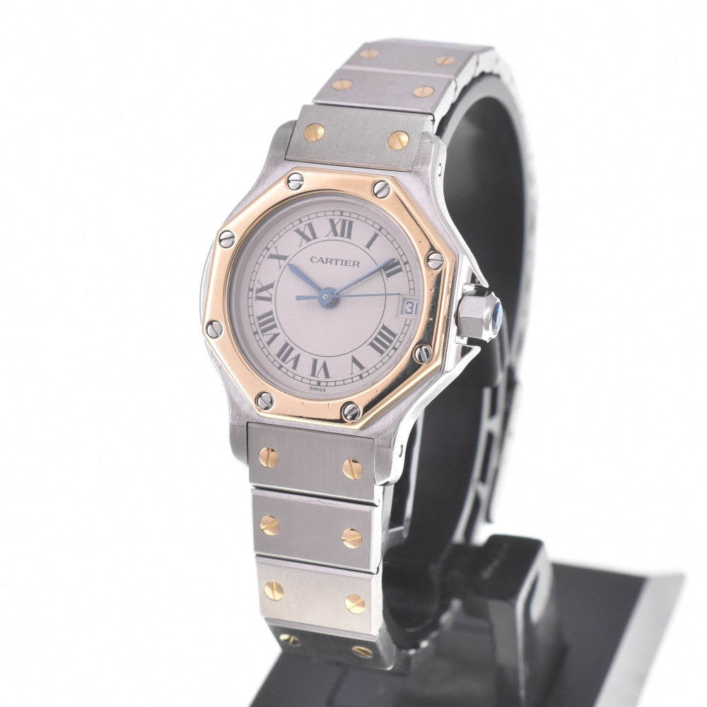 CARTIER Santos Octagon SM 187903 K18YG/Stainless Steel Ivory Dial Quartz Ladies
 Watch A#141269