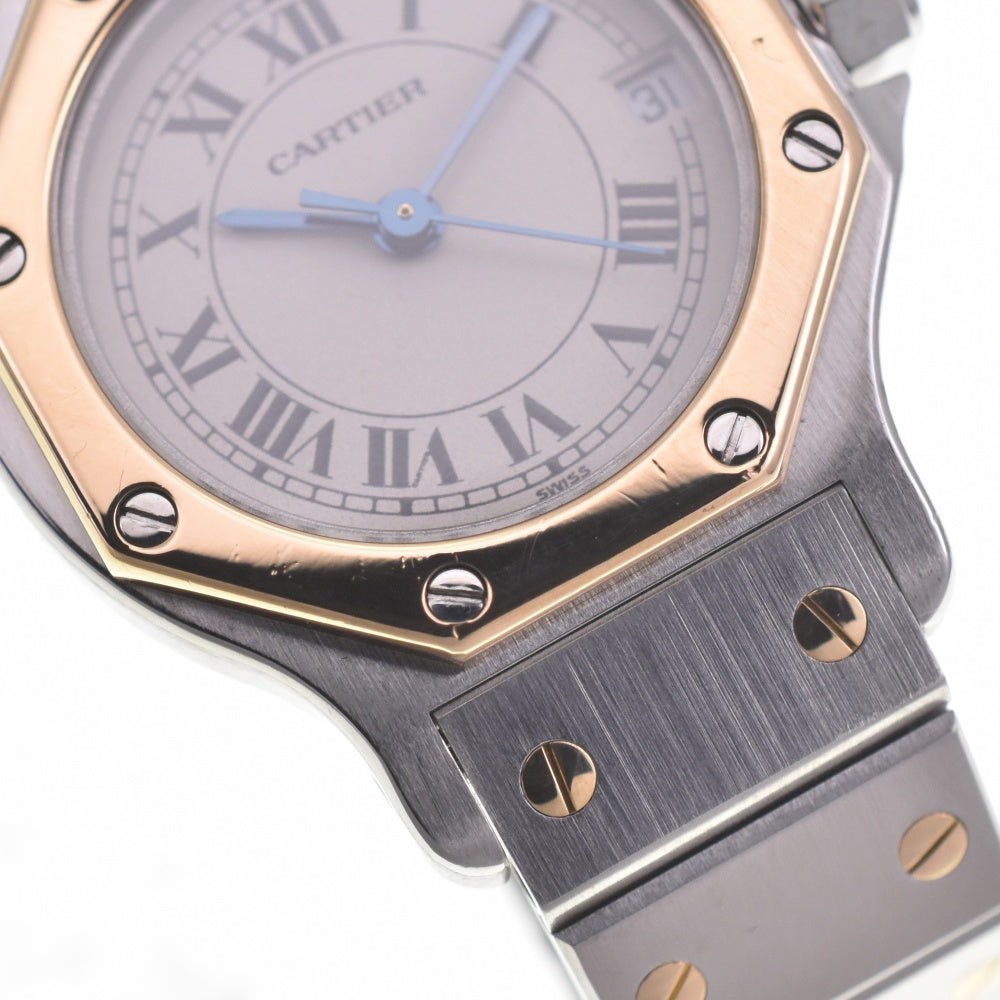 CARTIER Santos Octagon SM 187903 K18YG/Stainless Steel Ivory Dial Quartz Ladies
 Watch A#141269