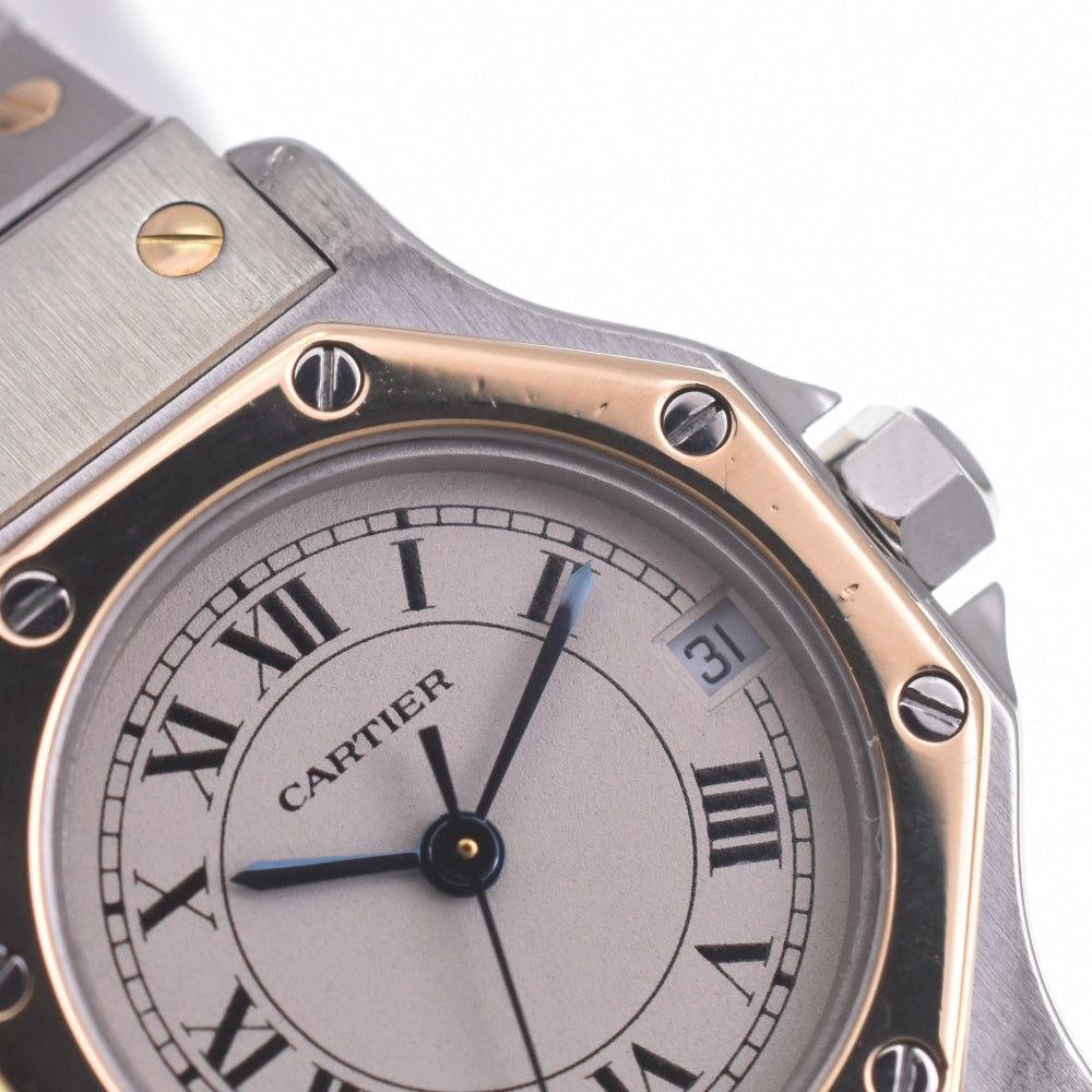CARTIER Santos Octagon SM 187903 K18YG/Stainless Steel Ivory Dial Quartz Ladies
 Watch A#141269