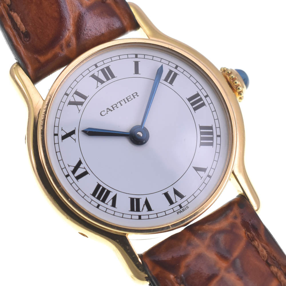 CARTIER Riviera SM vintage K18YG / leather white Dial Hand Winding Ladies
 Watch Z#141283