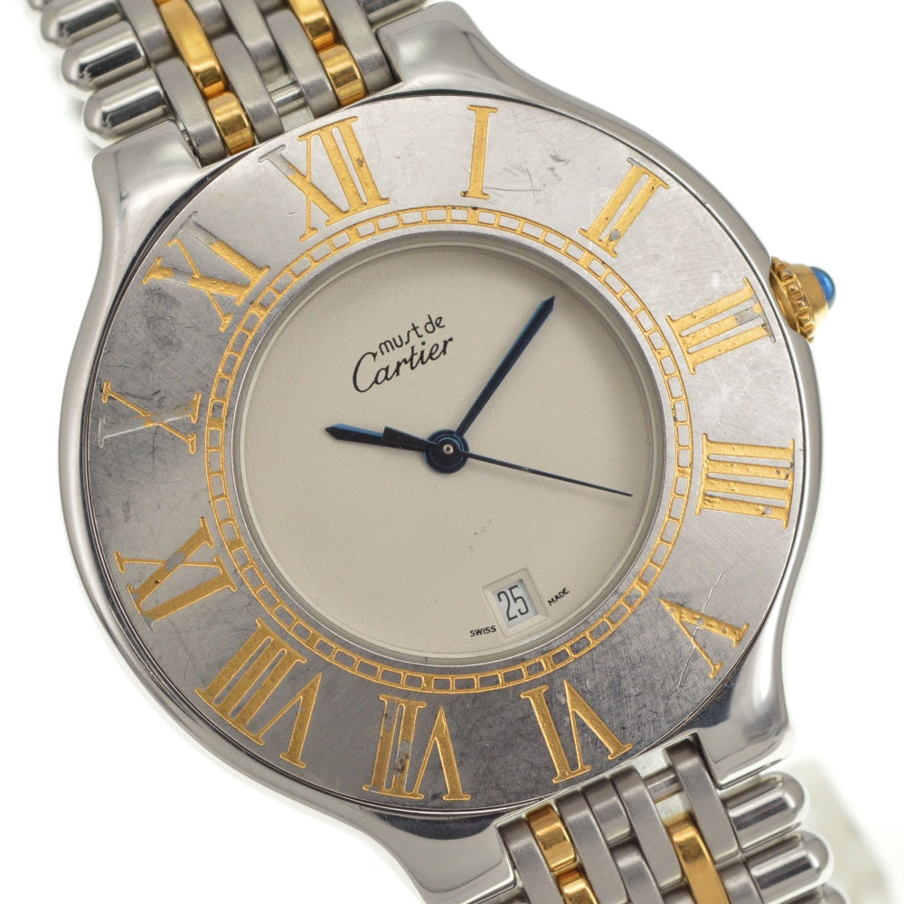 CARTIER Must21 Vantian XL W10052F4(126000P) vintage Date Ivory Dial Quartz Men's
 Watch R#141287