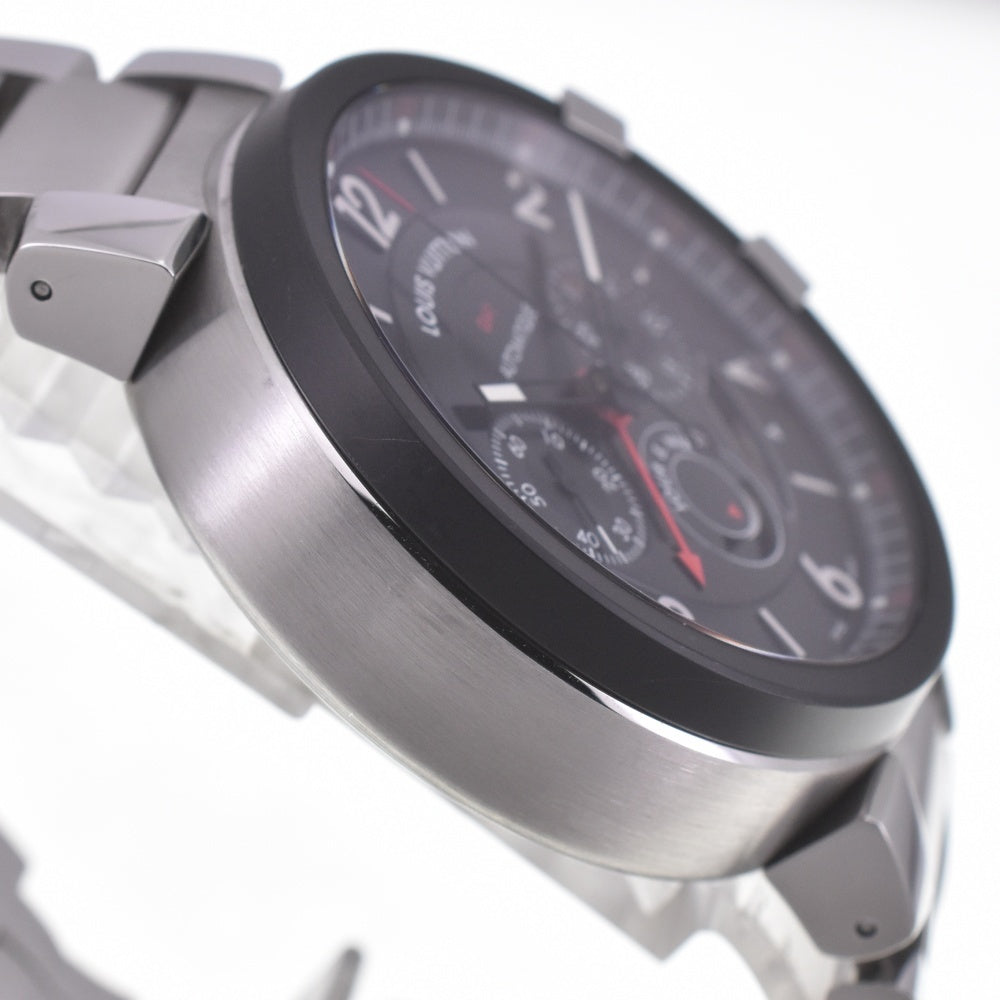 with paper LOUIS VUITTON Tambour Chronograph GMT Q1052 black Dial Automatic Men's
 Watch C#141338