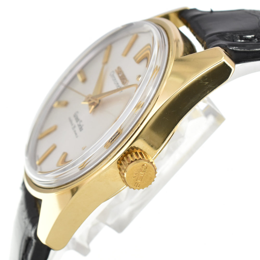 SEIKO Grand Seiko second model 5722-9000 K18YG Solid/Leather Lion Medal Silver Dial Hand Winding Men's
 Watch Z#141339