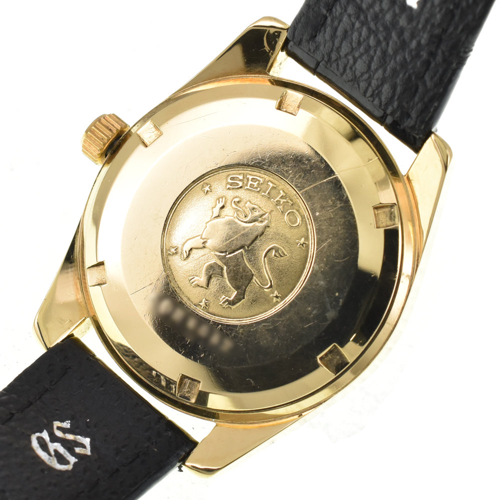 SEIKO Grand Seiko second model 5722-9000 K18YG Solid/Leather Lion Medal Silver Dial Hand Winding Men's
 Watch Z#141339