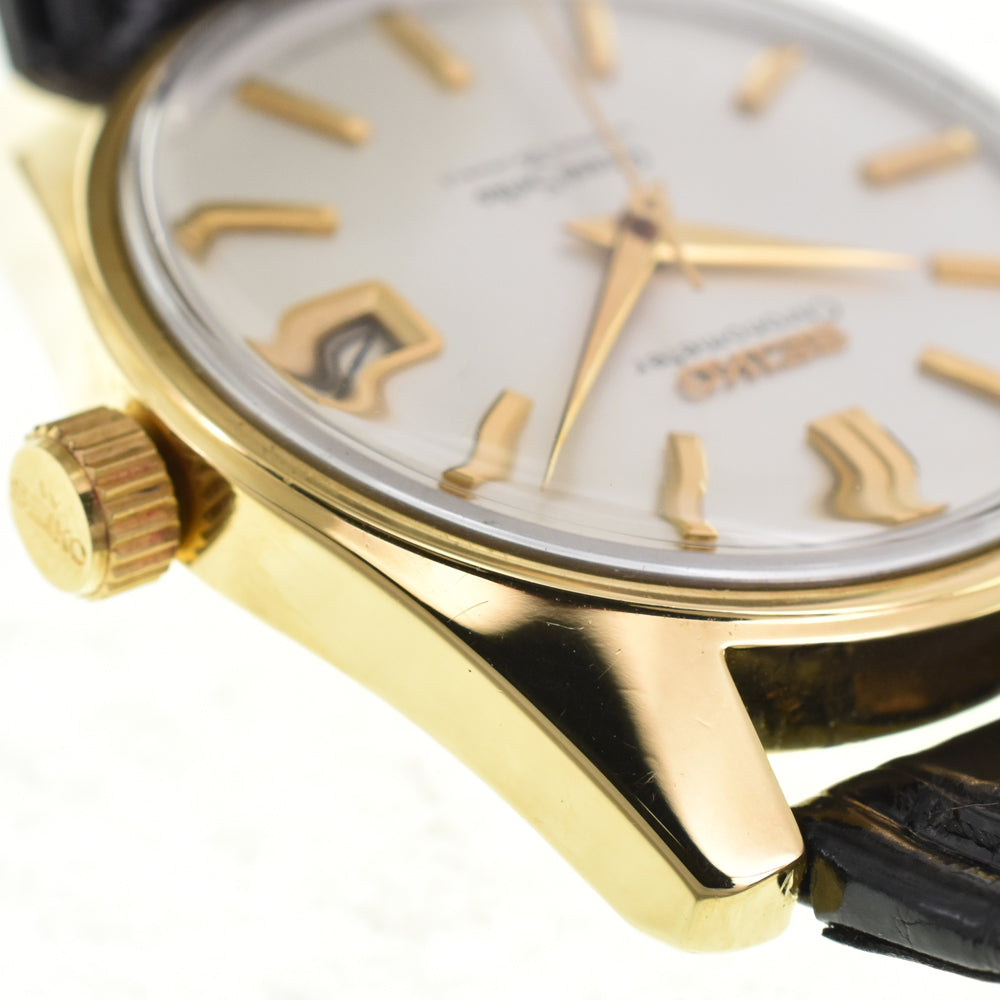 SEIKO Grand Seiko second model 5722-9000 K18YG Solid/Leather Lion Medal Silver Dial Hand Winding Men's
 Watch Z#141339