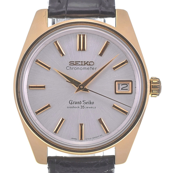 SEIKO Grand Seiko second model 5722-9000 K18YG Solid/Leather Lion Medal Silver Dial Hand Winding Men's
 Watch Z#141339