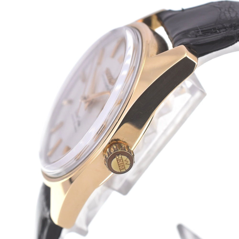 SEIKO Grand Seiko second model 5722-9000 K18YG Solid/Leather Lion Medal Silver Dial Hand Winding Men's
 Watch Z#141339