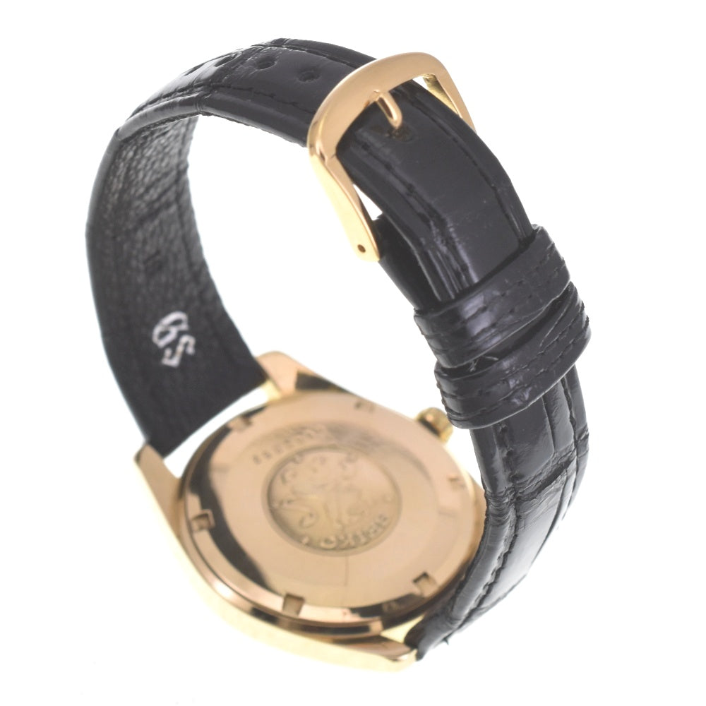 SEIKO Grand Seiko second model 5722-9000 K18YG Solid/Leather Lion Medal Silver Dial Hand Winding Men's
 Watch Z#141339