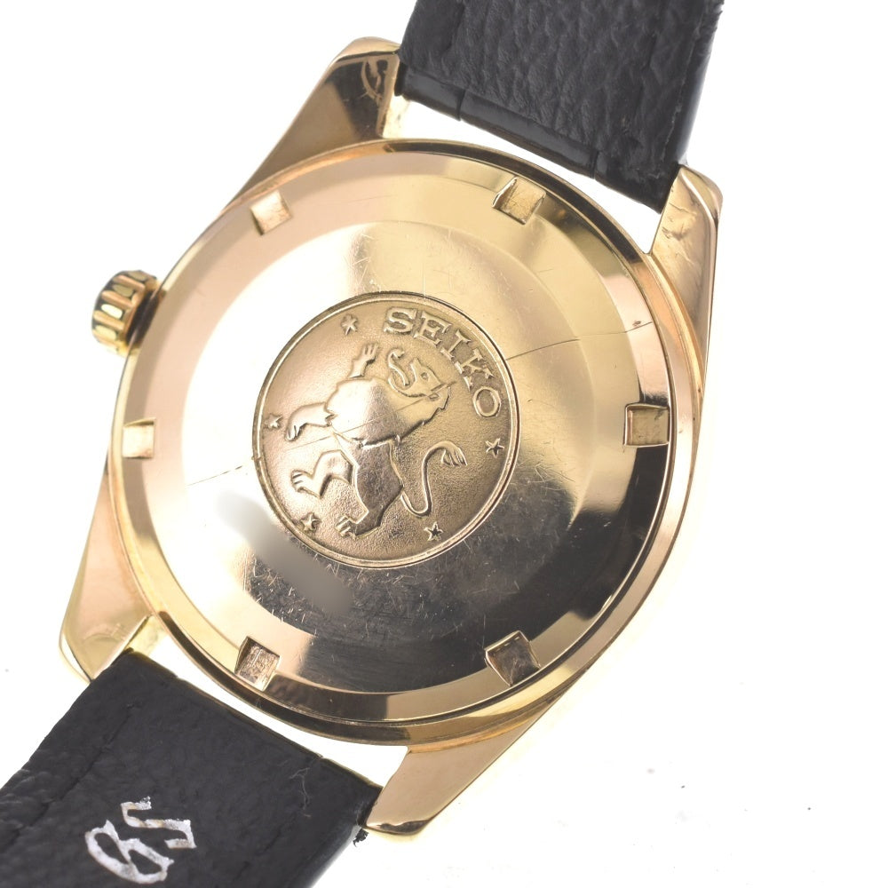 SEIKO Grand Seiko second model 5722-9000 K18YG Solid/Leather Lion Medal Silver Dial Hand Winding Men's
 Watch Z#141339