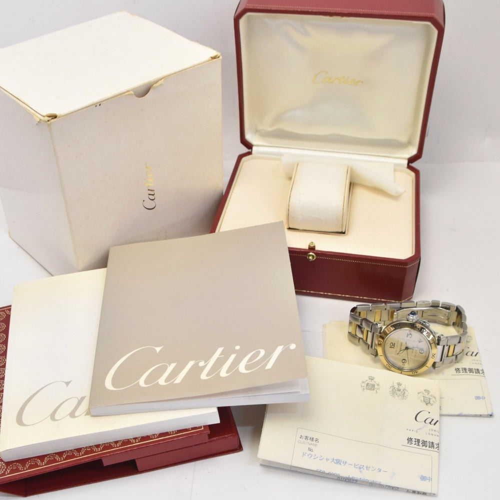 with paper CARTIER Pasha W31035T6 Stainless Steel/YG Silver Dial Automatic Men's
 Watch B#141349