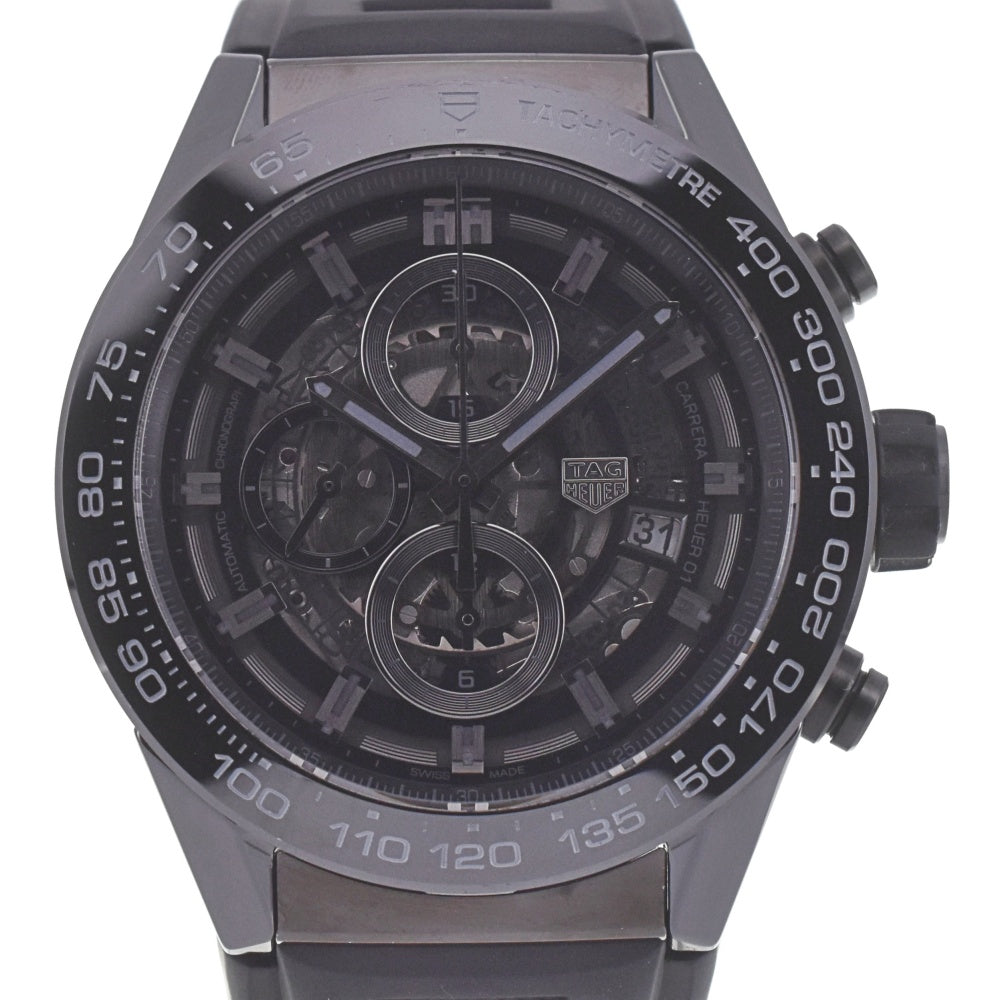 TAG HEUER Carrera CAR2A90 Ceramic Chronograph Date Black (Skeleton) Dial Automatic Men's
 Watch A#141359
