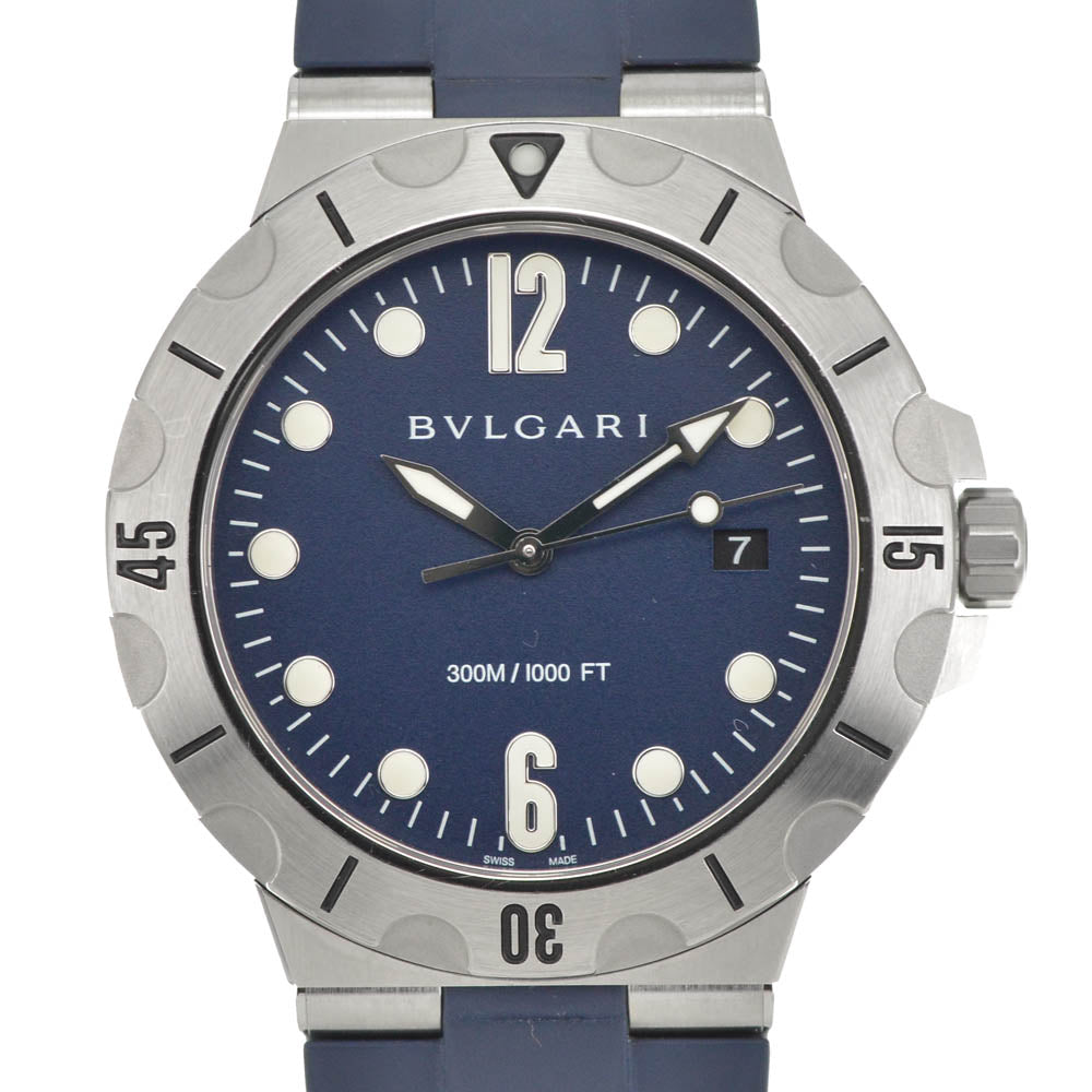 with paper BVLGARI Diagono Scuba DP41C3SVSD Date blue Dial Automatic Men's
 Watch Q#141422