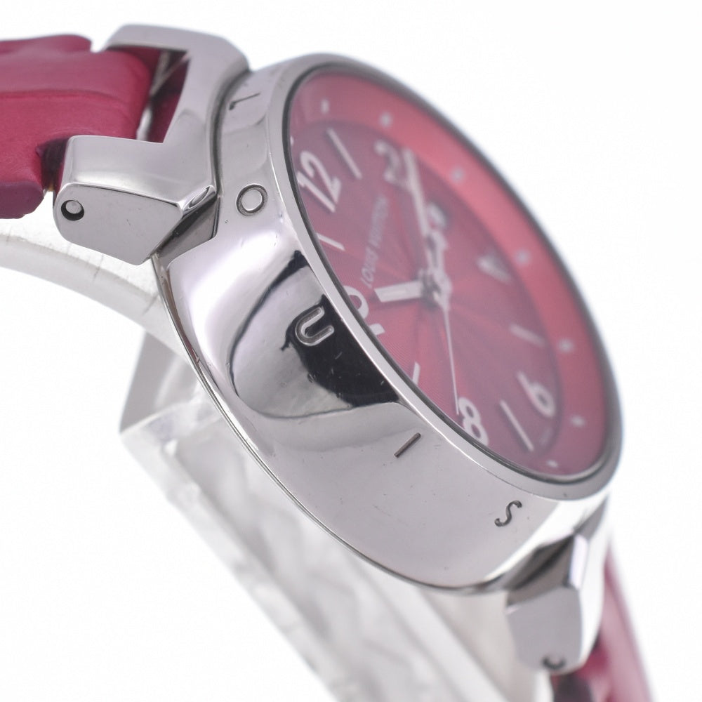 LOUIS VUITTON Tambourg Date Q121T Rug diamond Red Dial Quartz Ladies
 Watch Q#141432