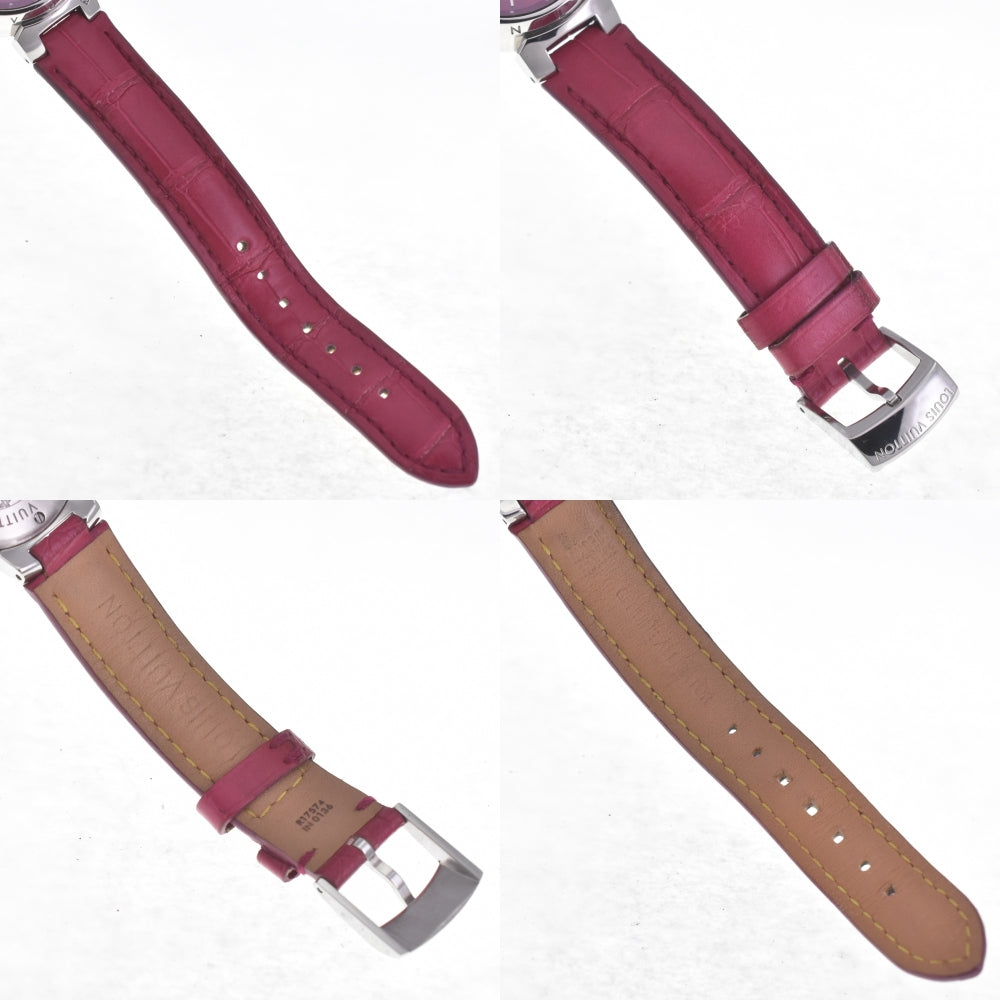 LOUIS VUITTON Tambourg Date Q121T Rug diamond Red Dial Quartz Ladies
 Watch Q#141432