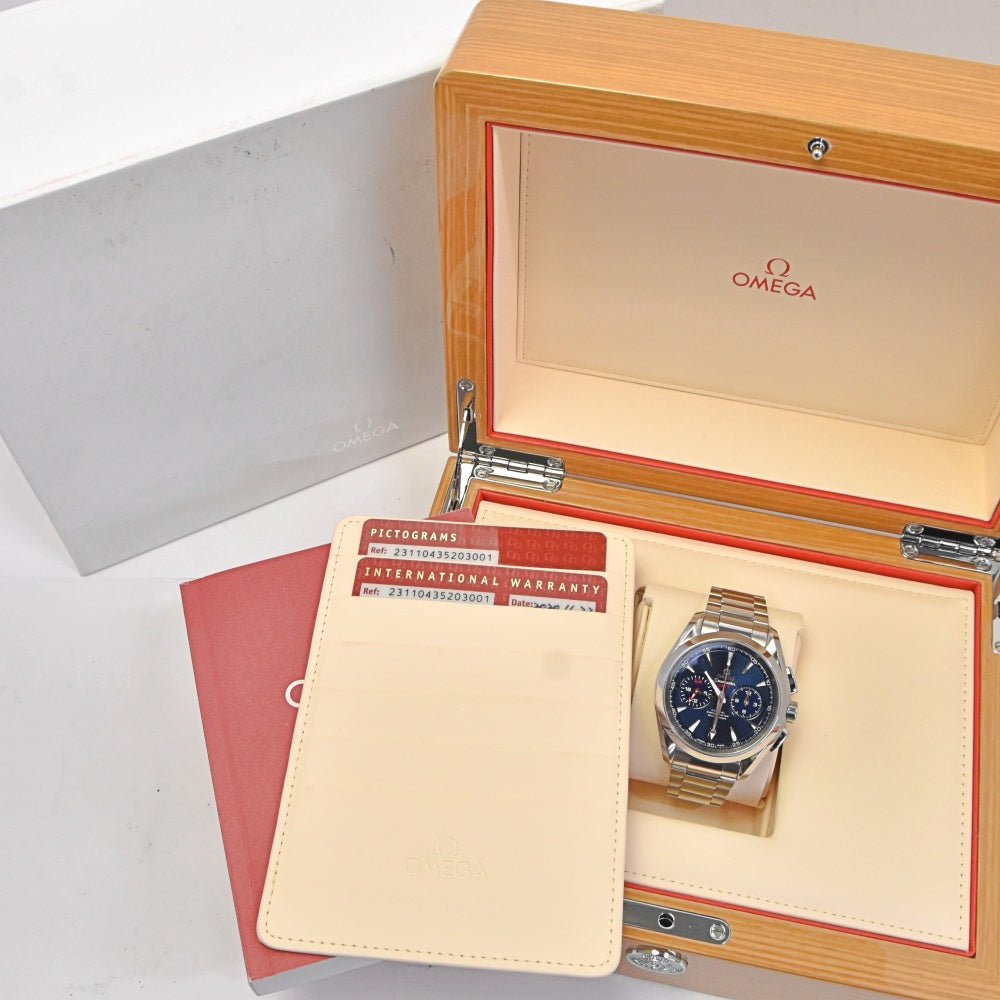 with paper OMEGA Seamaster Aqua Terra 231.10.43.52.03.001 GMT Chronograph Date blue Dial Automatic Men's
 Watch R#141437