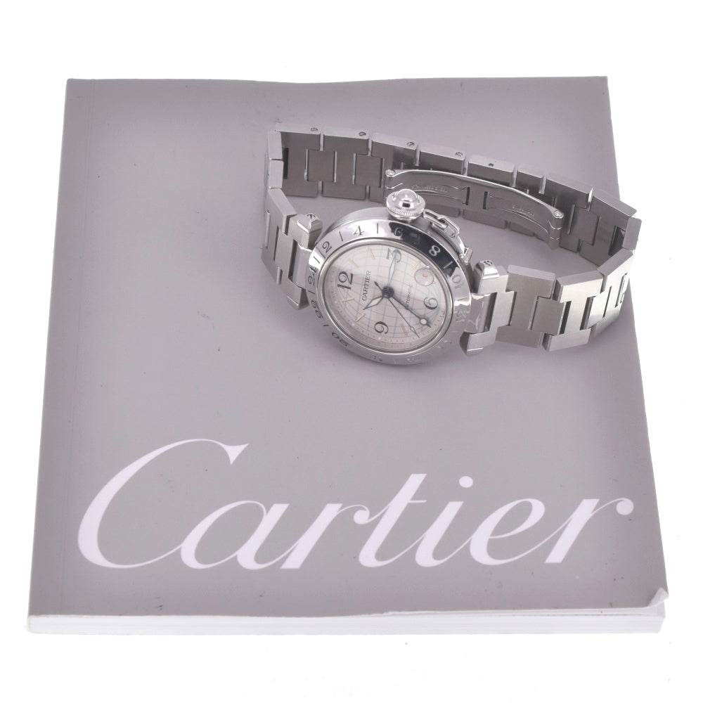 with paper CARTIER Pasha C Meridian GMT W31029M7/2377 Date Silver Dial Automatic Unisex
 Watch A#141511