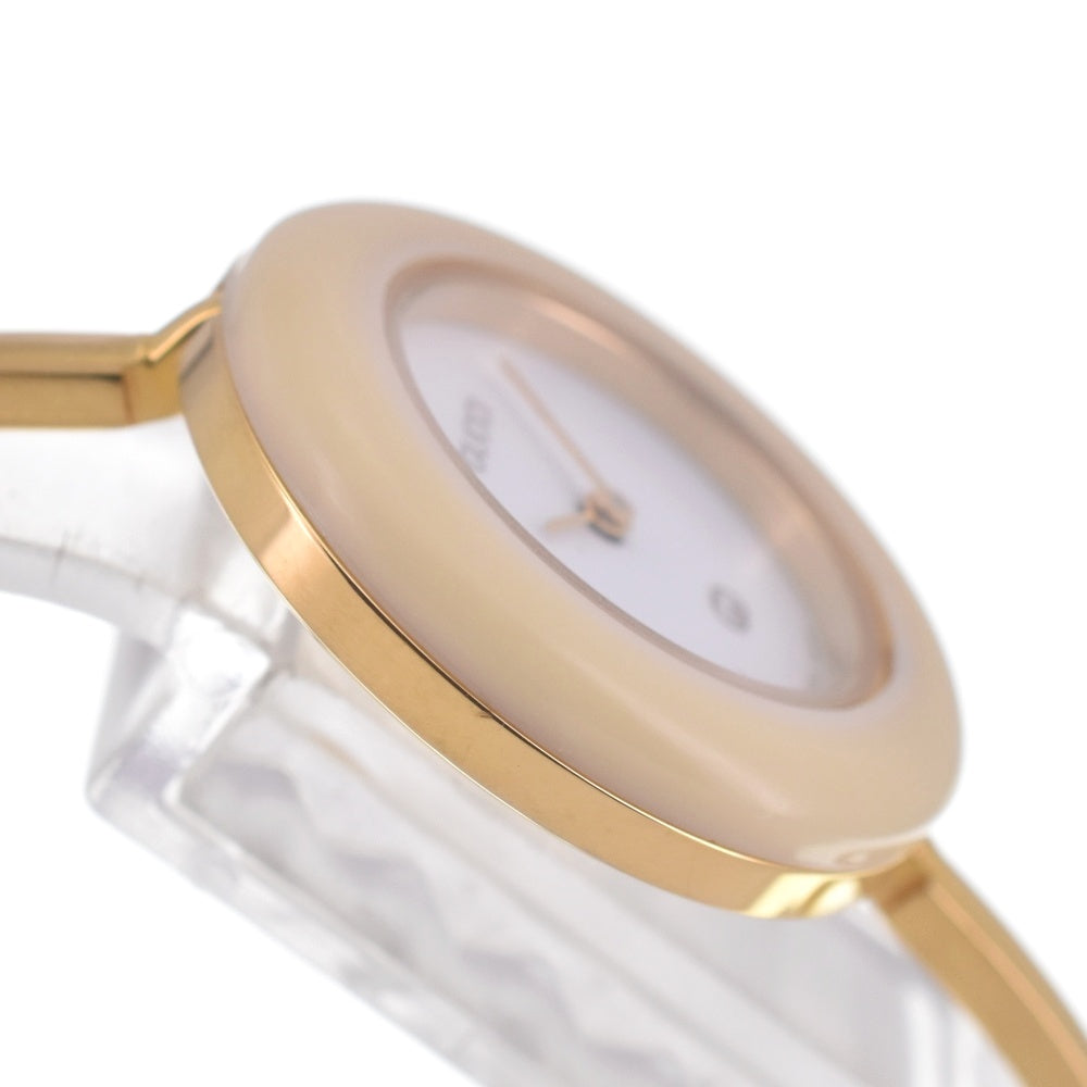 GUCCI Change bezel 11/12 Gold Plated white Dial Quartz Ladies
 Watch R#141518