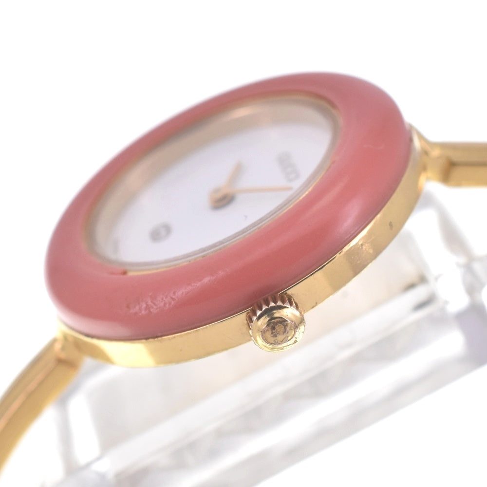 GUCCI Change bezel 11/12 Gold Plated white Dial Quartz Ladies
 Watch R#141519