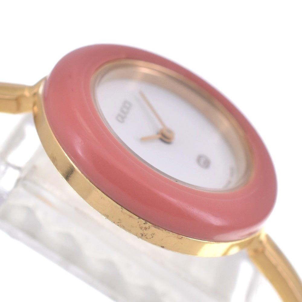 GUCCI Change bezel 11/12 Gold Plated white Dial Quartz Ladies
 Watch R#141519