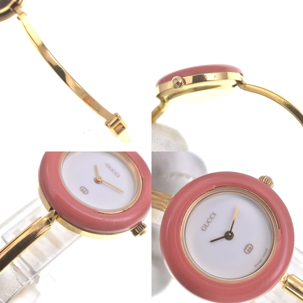 GUCCI Change bezel 11/12 Gold Plated white Dial Quartz Ladies
 Watch R#141519