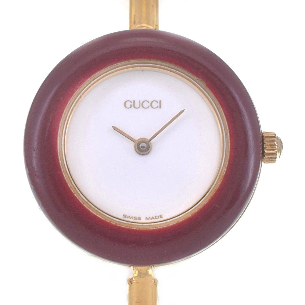 GUCCI Change bezel 11/12.2 Gold Plated white Dial Quartz Ladies
 Watch R#141520