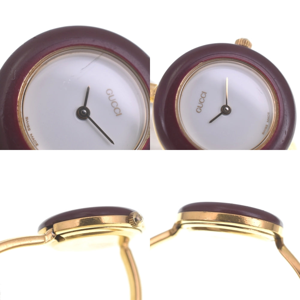 GUCCI Change bezel 11/12.2 Gold Plated white Dial Quartz Ladies
 Watch R#141520
