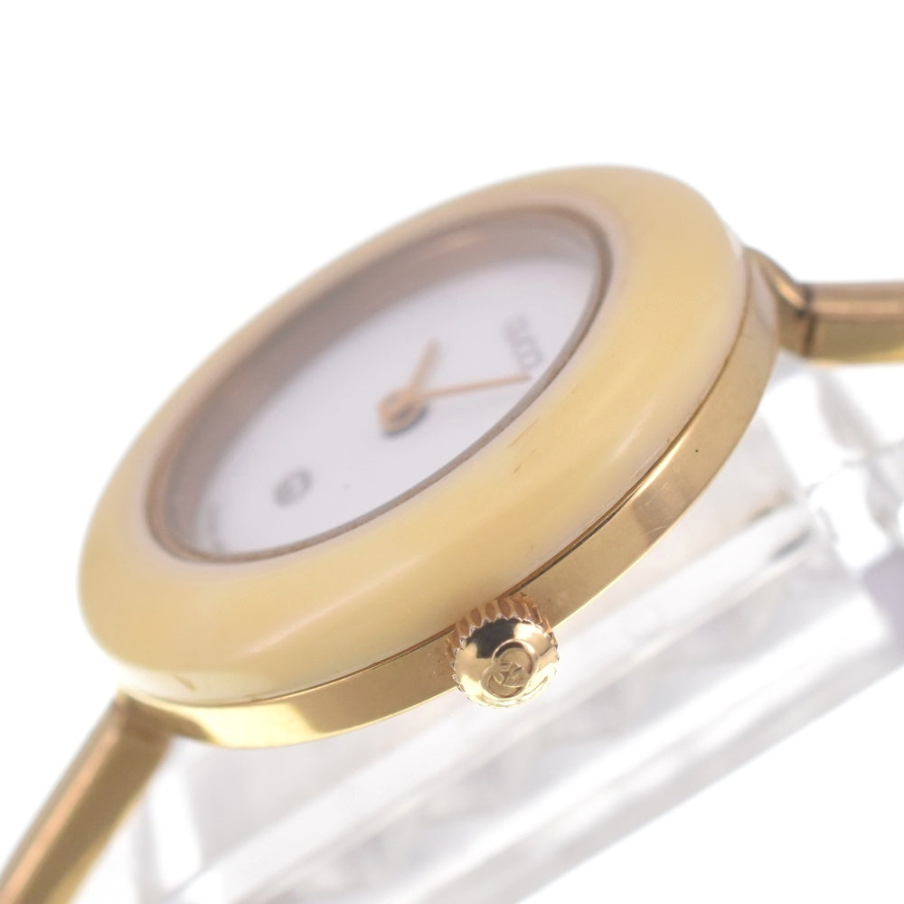 GUCCI Change bezel 11/12 Gold Plated white Dial Quartz Ladies
 Watch R#141521