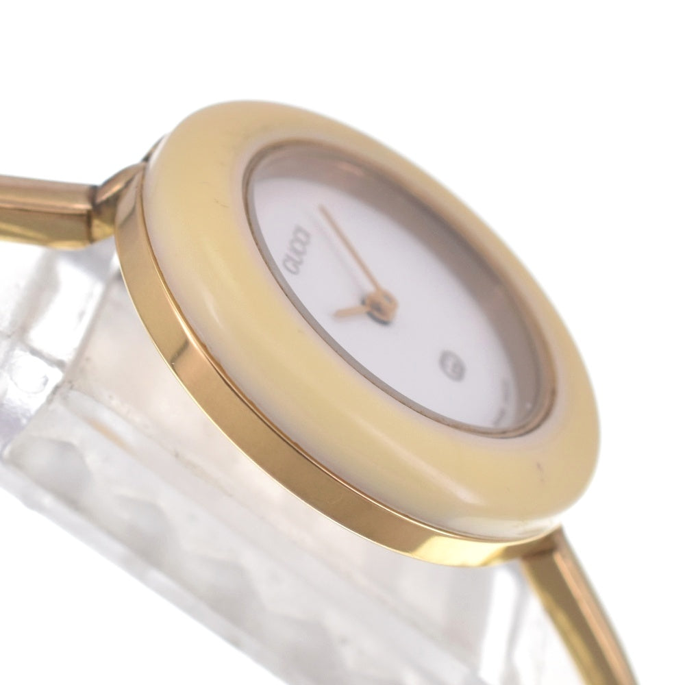 GUCCI Change bezel 11/12 Gold Plated white Dial Quartz Ladies
 Watch R#141521