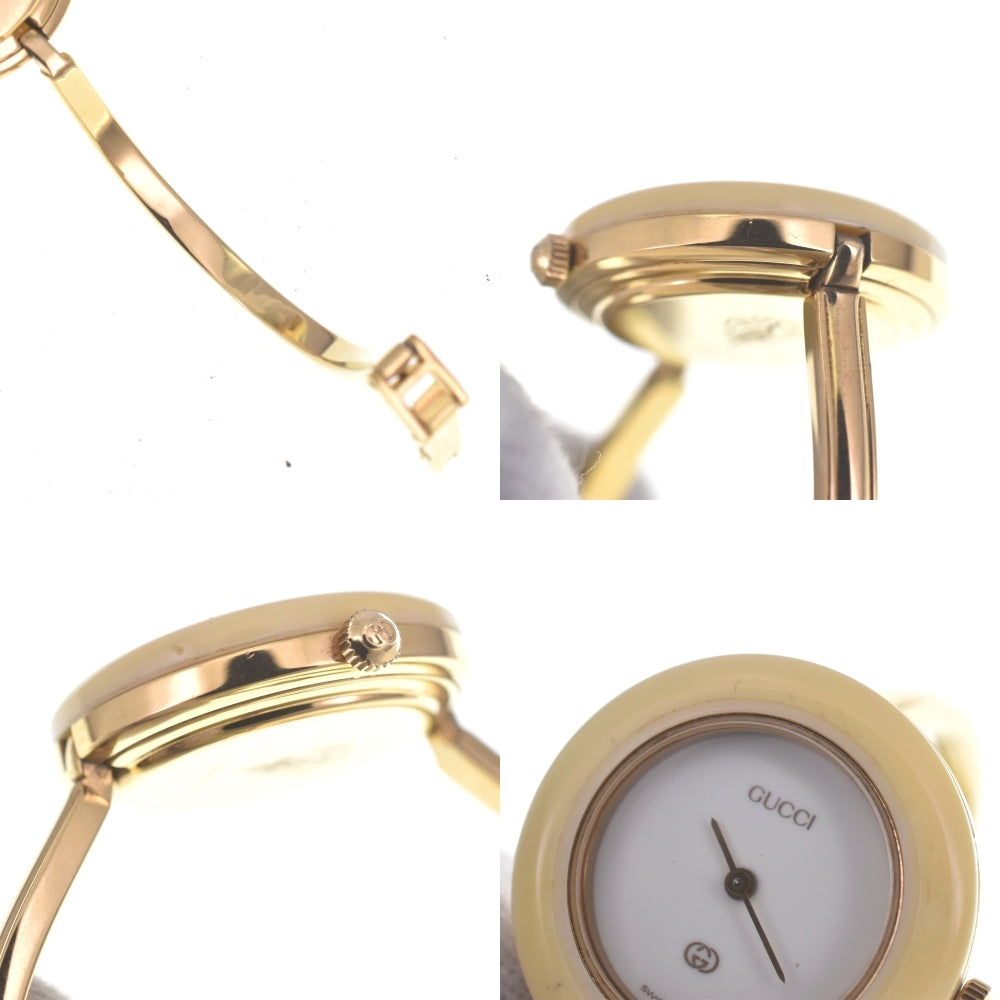 GUCCI Change bezel 11/12 Gold Plated white Dial Quartz Ladies
 Watch R#141521