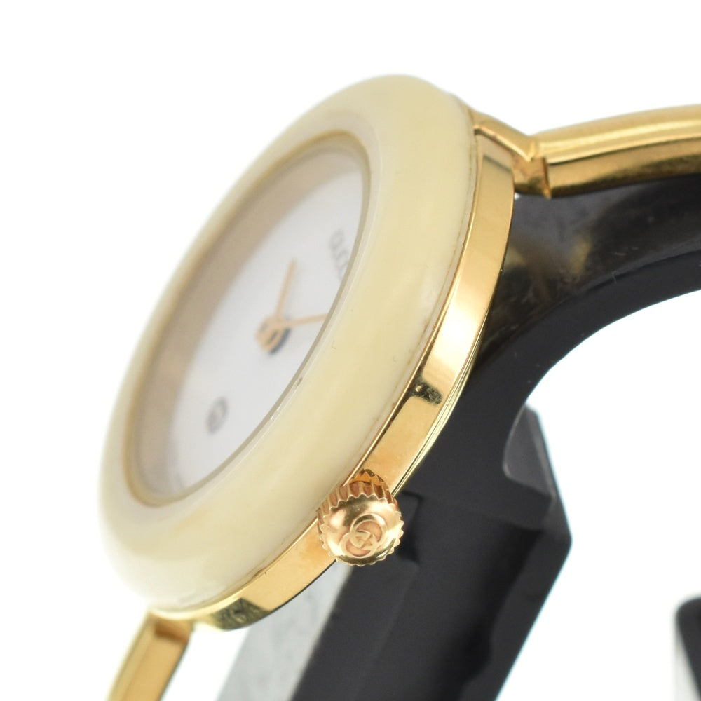 GUCCI Change bezel 11/12 Gold Plated white Dial Quartz Ladies
 Watch Q#141522