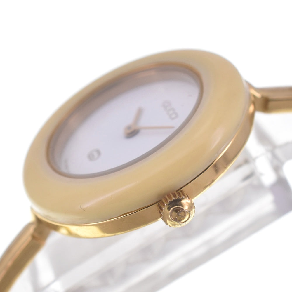 GUCCI Change bezel 11/12 Gold Plated white Dial Quartz Ladies
 Watch R#141523