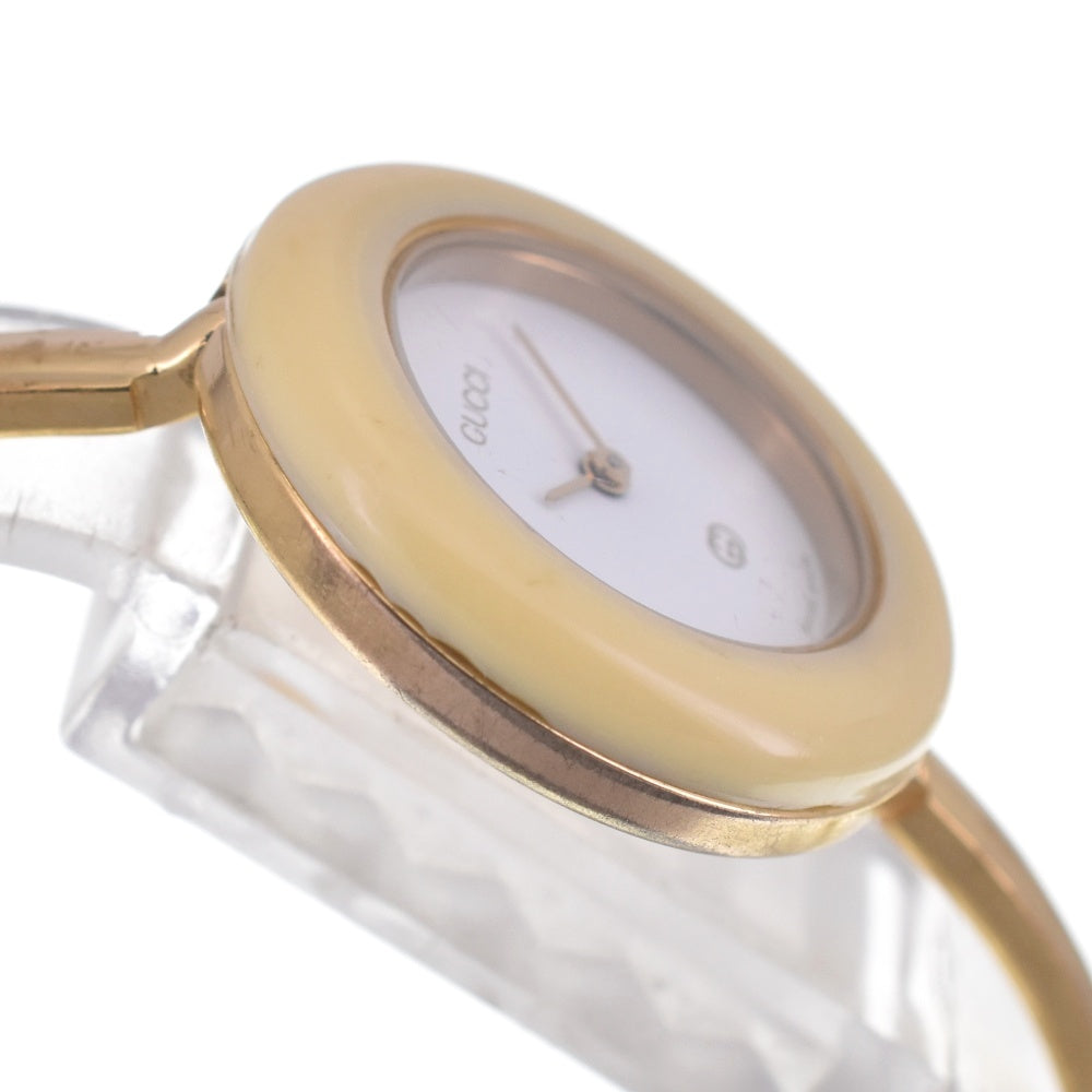 GUCCI Change bezel 11/12 Gold Plated white Dial Quartz Ladies
 Watch R#141523