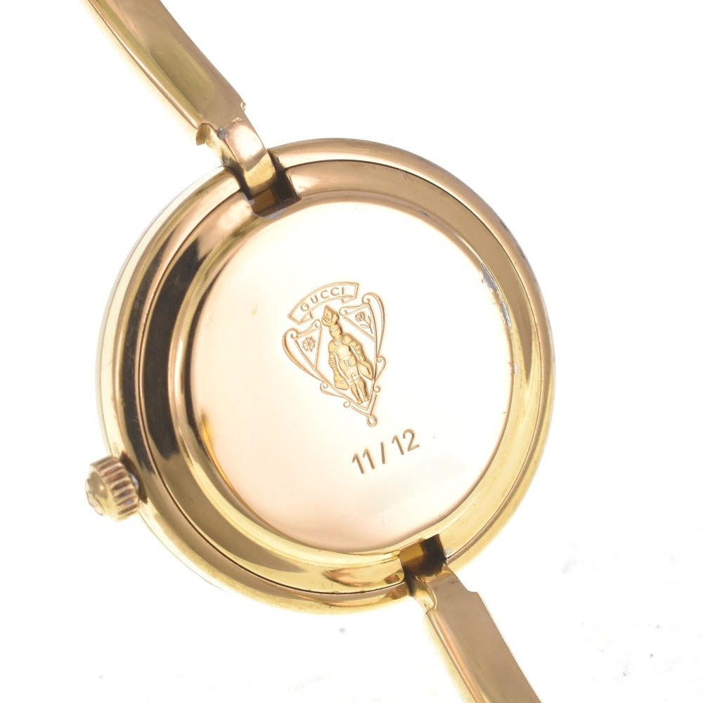 GUCCI Change bezel 11/12 Gold Plated white Dial Quartz Ladies
 Watch R#141523