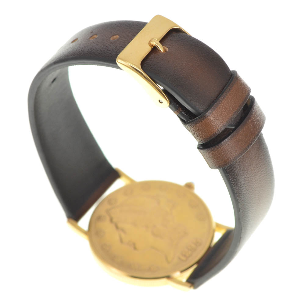 CORUM $20 Double Eagle Coin Watch K18YG leather gold Dial Hand Winding Men's
 Watch A#141534