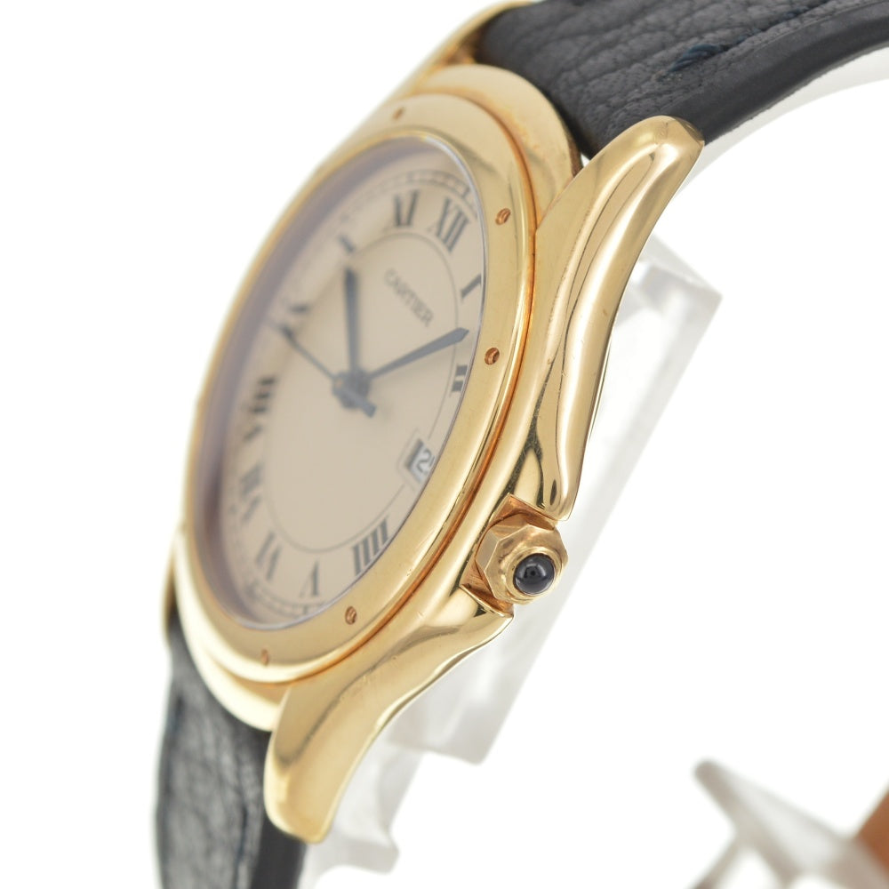 CARTIER PANTHERE Cougar Figaro LM 887904 Date K18YG Leather Ivory Dial Quartz Unisex
 Watch R#141540