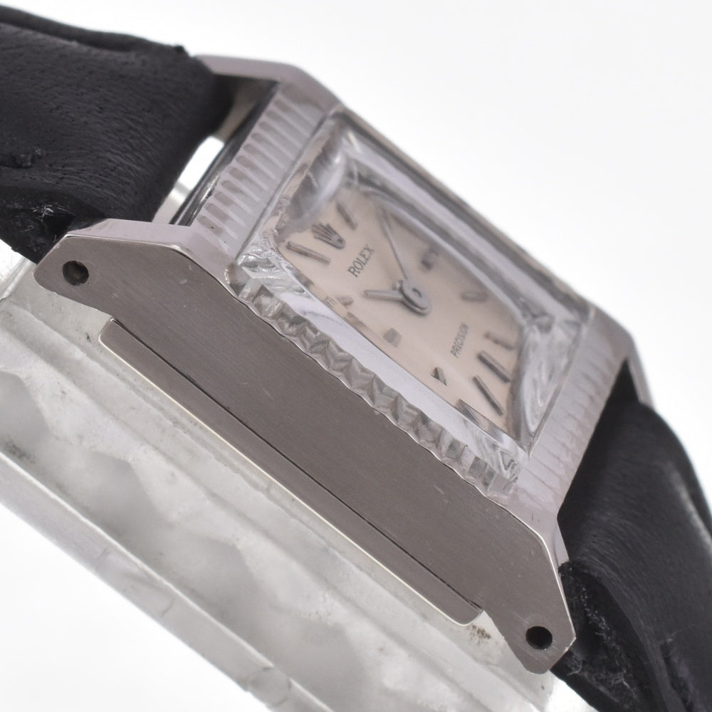 ROLEX Precision 2157 vintage Square K18WG/Leather Cal.1401 Silver Dial Hand Winding Ladies
 Watch G#141544