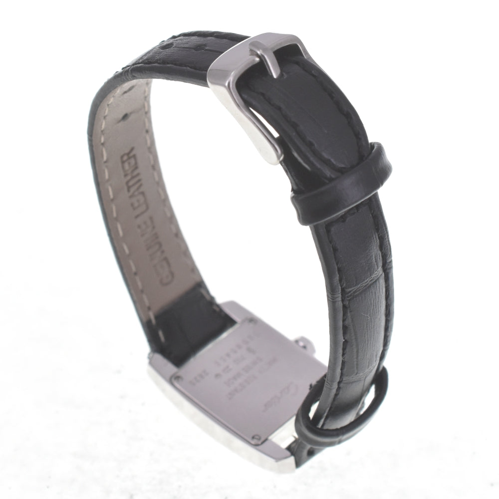 CARTIER Tankissim MM WE70039H Diamond bezel K18WG/Leather Silver Dial Quartz Ladies
 Watch A#141546