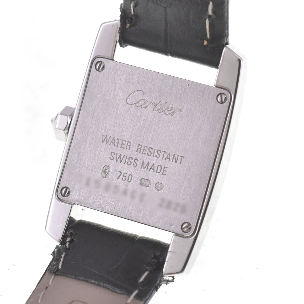 CARTIER Tankissim MM WE70039H Diamond bezel K18WG/Leather Silver Dial Quartz Ladies
 Watch A#141546