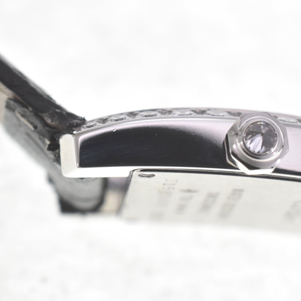 CARTIER Tankissim MM WE70039H Diamond bezel K18WG/Leather Silver Dial Quartz Ladies
 Watch A#141546