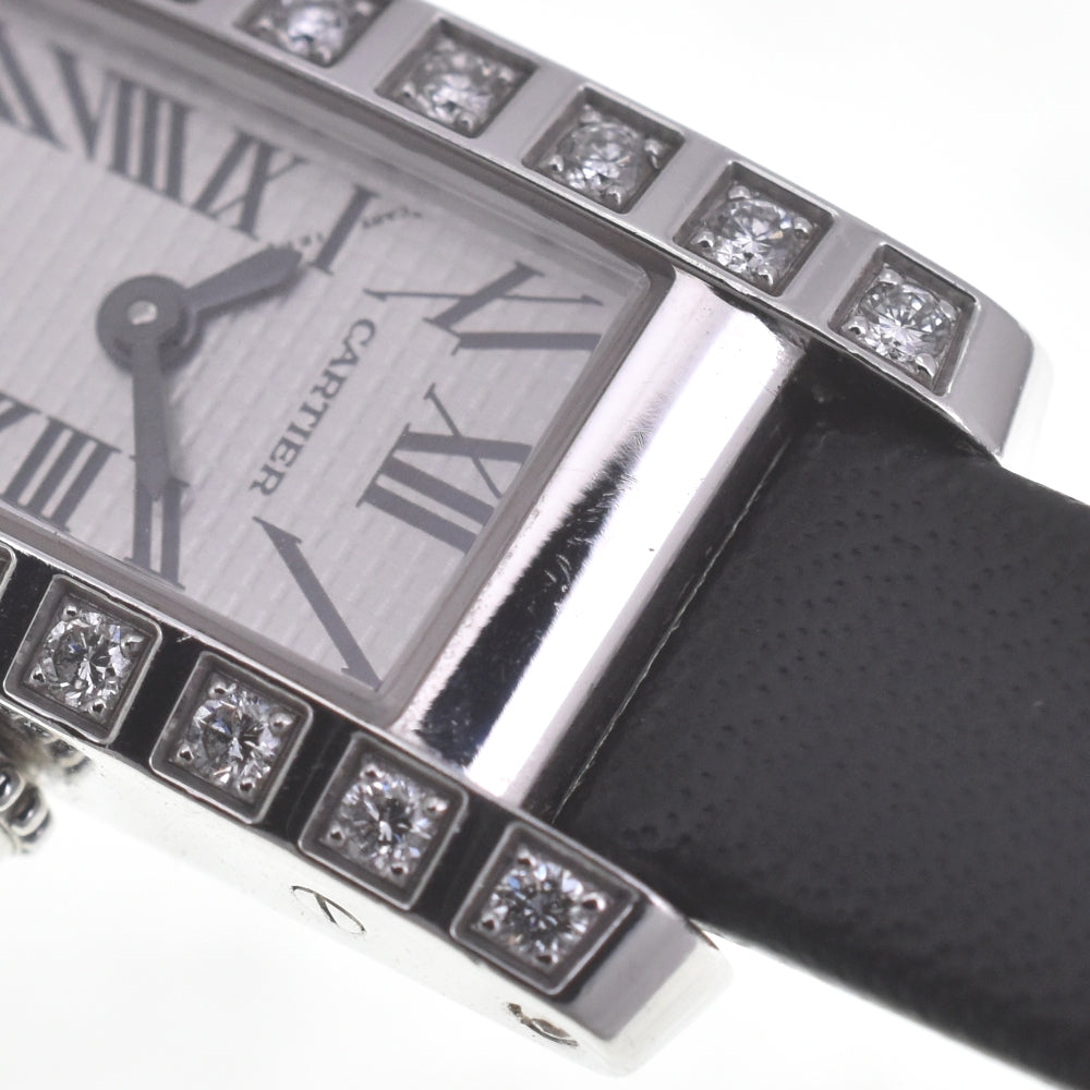 CARTIER Tank Allongee WJ2003W3 Lug Diamond Bezel Silver Dial Quartz Ladies
 Watch R#141552