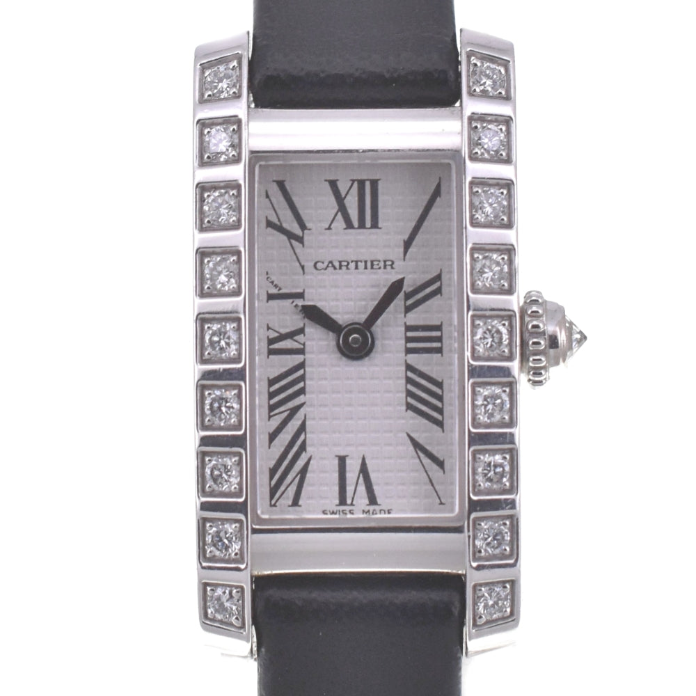CARTIER Tank Allongee WJ2003W3 Lug Diamond Bezel Silver Dial Quartz Ladies
 Watch R#141552
