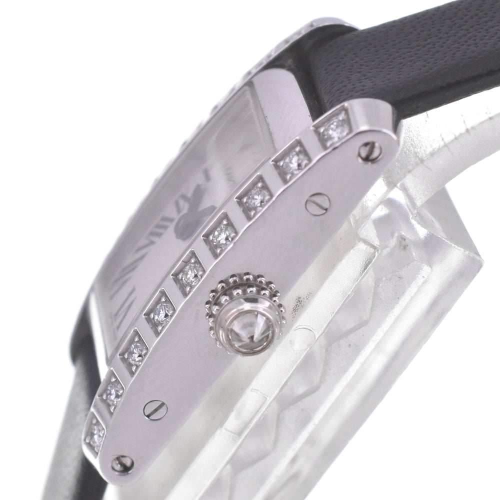 CARTIER Tank Allongee WJ2003W3 Lug Diamond Bezel Silver Dial Quartz Ladies
 Watch R#141552