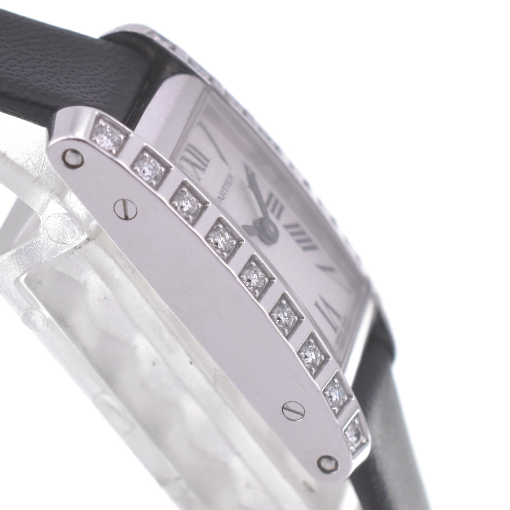 CARTIER Tank Allongee WJ2003W3 Lug Diamond Bezel Silver Dial Quartz Ladies
 Watch R#141552