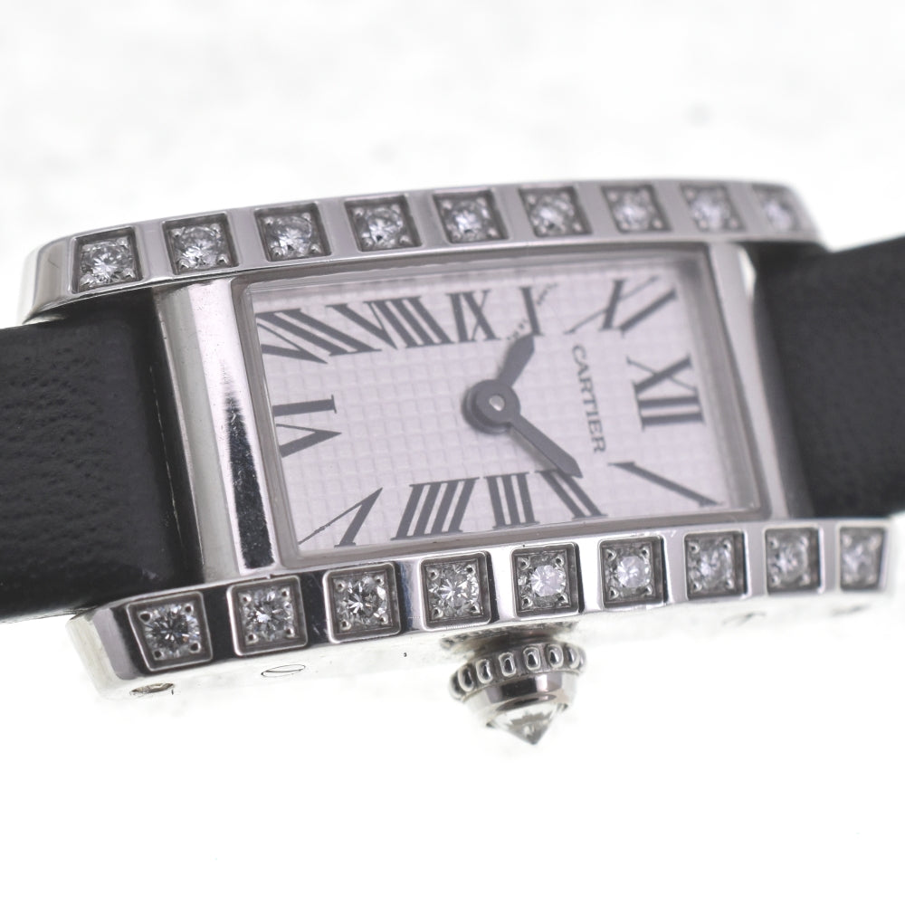 CARTIER Tank Allongee WJ2003W3 Lug Diamond Bezel Silver Dial Quartz Ladies
 Watch R#141552