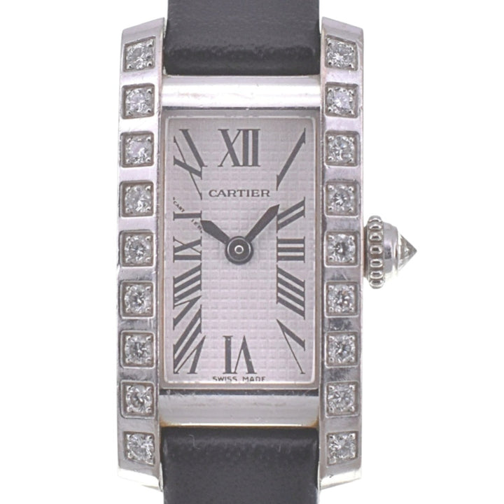 CARTIER Tank Allongee WJ2003W3 Lug Diamond Bezel Silver Dial Quartz Ladies
 Watch R#141553