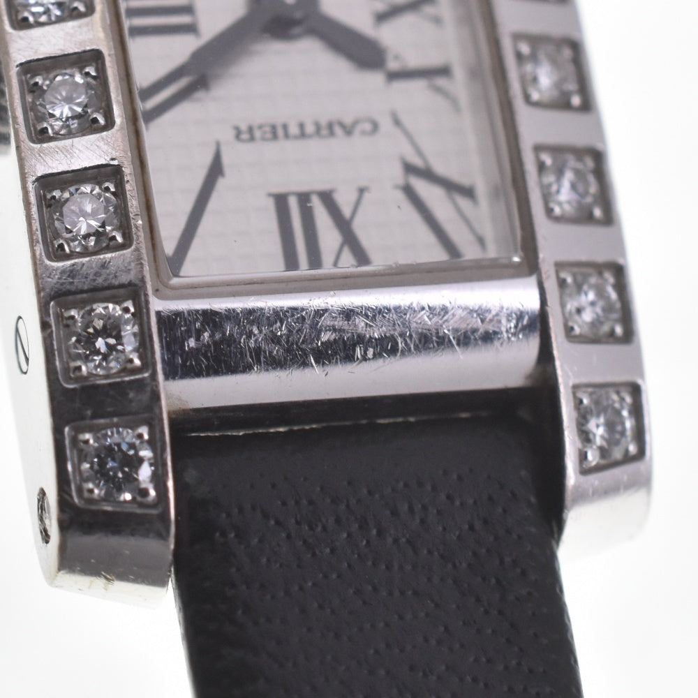 CARTIER Tank Allongee WJ2003W3 Lug Diamond Bezel Silver Dial Quartz Ladies
 Watch R#141553